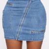 Lovely Chic Zipper Design Blue Skirt 3
