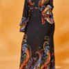 Lovely Casual Print Black Maxi Plus Size Dress 3