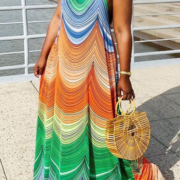 Lovely Casual Print Loose Multicolor Maxi Dress 2