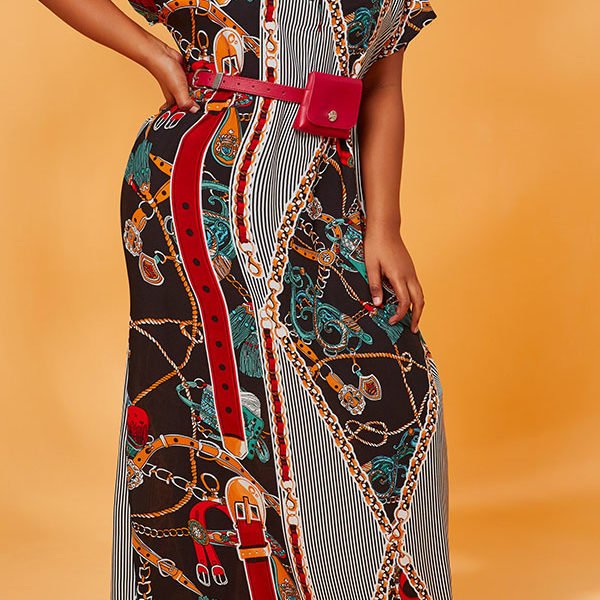 Lovely Casual Print Multicolor Maxi Plus Size Dress 2