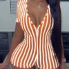 Lovely Chic Striped Skinny Orange One-piece Romper 3