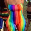 Lovely Chic Rainbow Striped Multicolor One-piece Romper 3