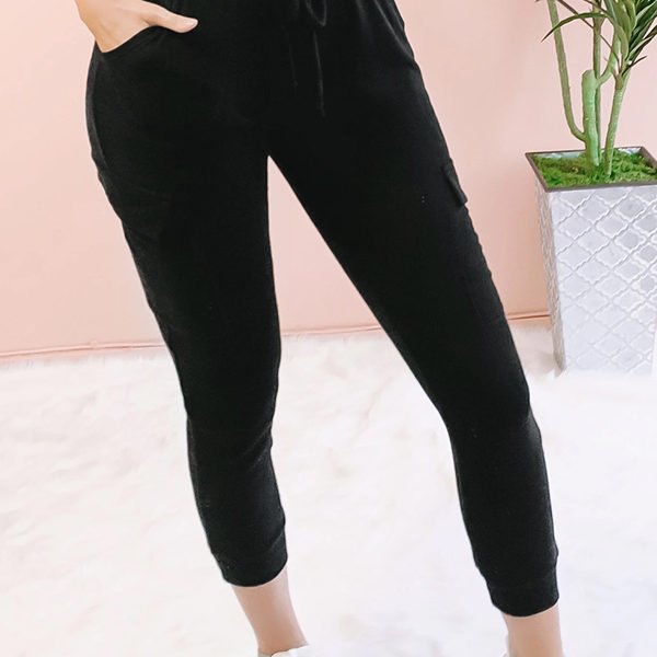 Lovely Casual Patchwork Black Pants 2
