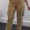 Lovely Casual Patchwork Khaki Pants 3