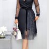 Lovely Sweet Patchwork Black Knee Length Dress 3