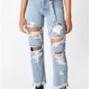 Lovely Trendy Hollow-out Baby Blue Jeans 3
