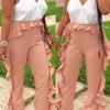 Lovely Trendy Flounce Design White One-piece Jumpsuit 3