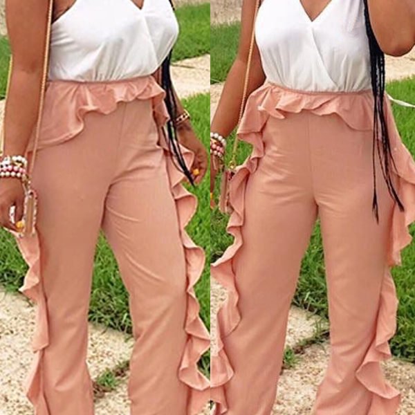 Lovely Trendy Flounce Design White One-piece Jumpsuit 2