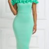 Lovely Casual Flounce Green Prom Dress 3