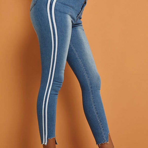 Lovely Casual Striped Basic Blue Jeans 2