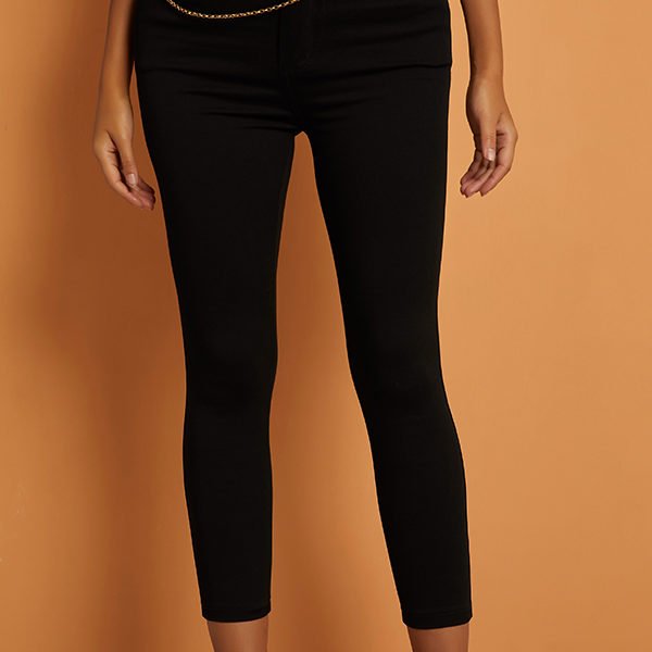 Lovely Casual Basic Black Jeans 2