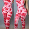 Lovely Leisure Print Skinny Red One-piece Jumpsuit 3