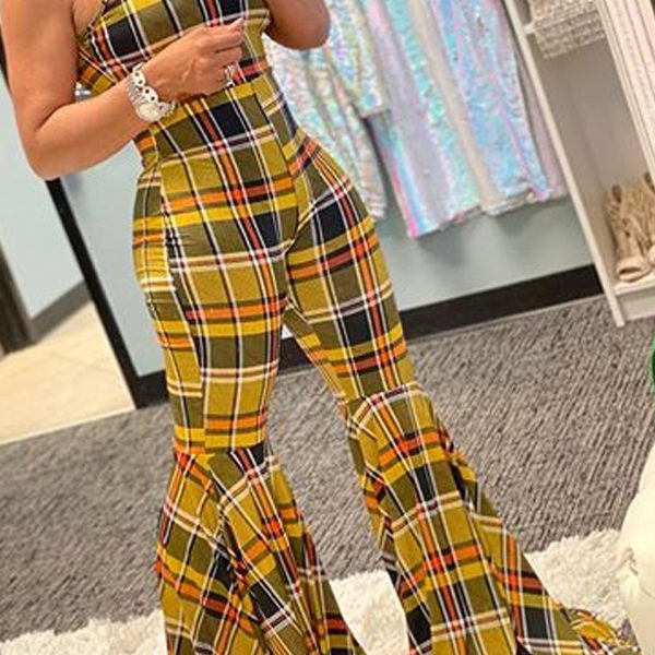 Lovely Casual Striped Print Yellow One-piece Jumpsuit 2