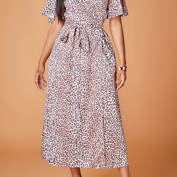 Lovely Chic Leopard Print Ankle Length Dress 2