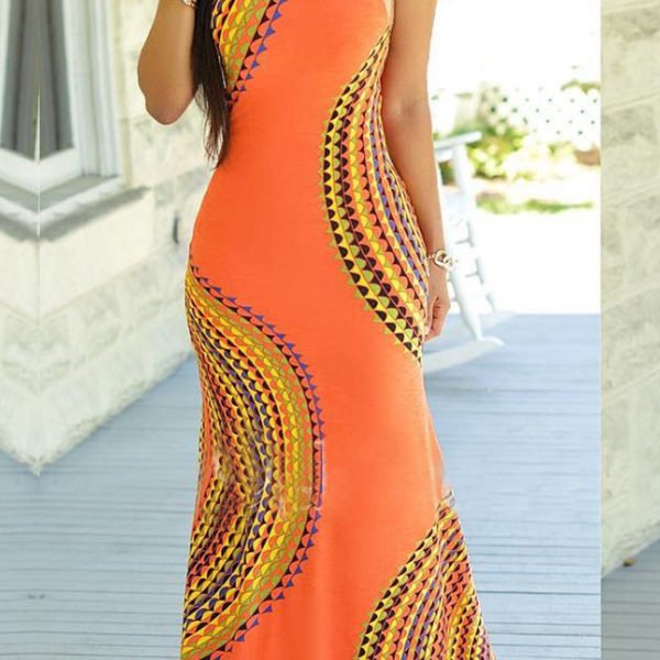 Lovely Chic Print Croci Ankle Length Dress 2