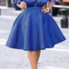Lovely Chic Patchwork Blue Knee Length Dress 3