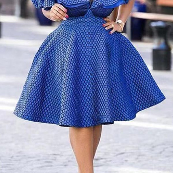 Lovely Chic Patchwork Blue Knee Length Dress 2