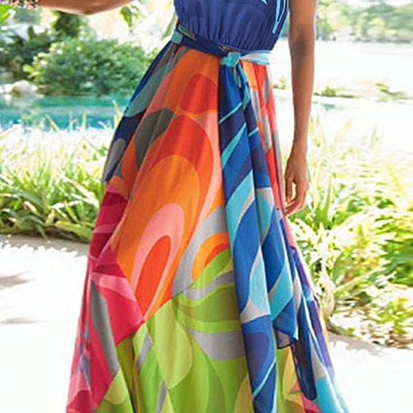 Lovely Bohemian Print Multicolor Maxi Dress 2