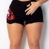 Lovely Casual Lip Black Shorts 3