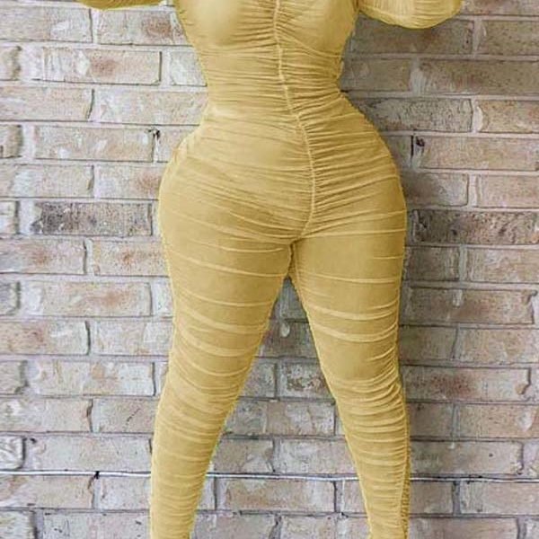 Lovely Chic See-through Yellow One-piece Jumpsuit 2
