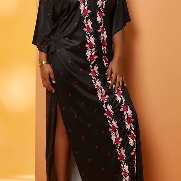 Lovely Casual Print Black Maxi Plus Size Dress 2