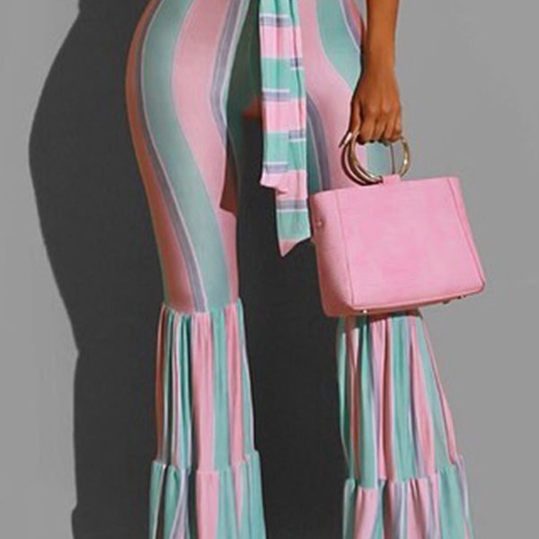 Lovely Chic Striped Pink Pants 2