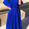 Lovely Bohemian Fold Design Blue Maxi Dress 3