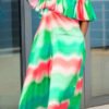 Lovely Bohemian Patchwork Green Ankle Length Dress 3