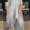 Lovely Casual Loose Grey Mini Dress 3