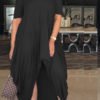 Lovely Chic Asymmetrical Loose Black Maxi Dress 3