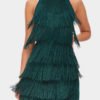 Lovely Sexy Tassel Design Backless Blackish Green Mini Prom Dress 3