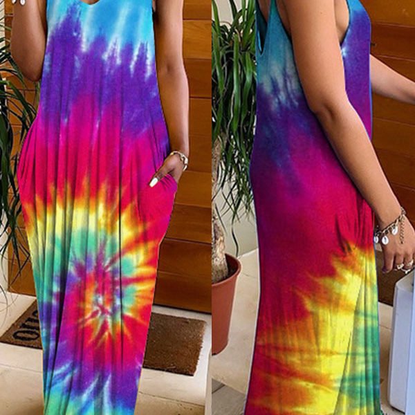 Lovely Casual Print Loose Multicolor Ankle Length Dress 2