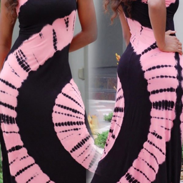 Lovely Casual Print Pink Maxi Dress 2