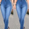 Lovely Casual Striped Blue Jeans 3