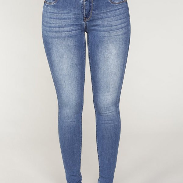 Lovely Casual Button Skinny Blue Jeans 2