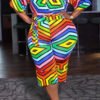 Lovely Trendy Rainbow Print Multicolor Plus Size One-piece Jumpsuit 3