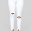 Lovely Casual Broken Holes White Jeans 3
