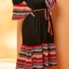 Lovely Casual Patchwork Black Mid Calf Plus Size Dress 3