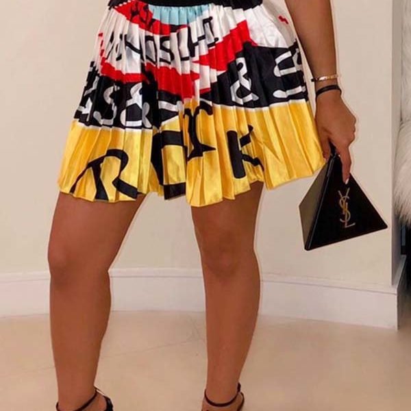 Lovely Stylish Print Yellow Skirt 2