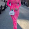 Lovely Trendy Print Pink Ankle Length Dress 3