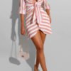 Lovely Casual Striped Pink Knee Length Dress 3