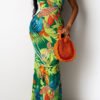 Lovely Bohemian Print Green Maxi Dress 3