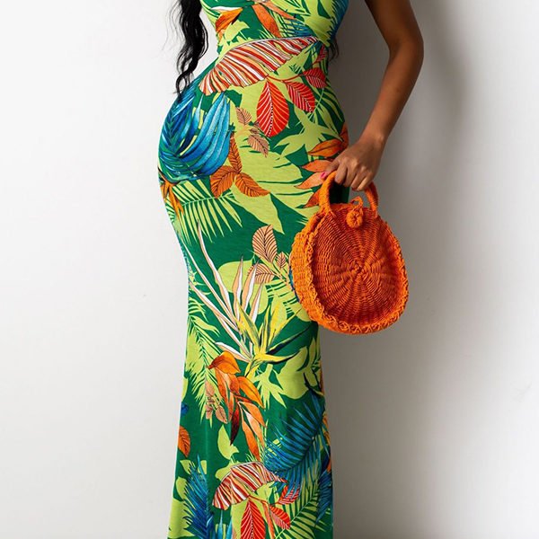 Lovely Bohemian Print Green Maxi Dress 2