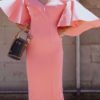 Lovely Sweet Flounce Design Pink Knee Length Dress 3