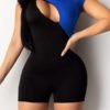 Lovely Casual Patchwork Blue One-piece Romper 3