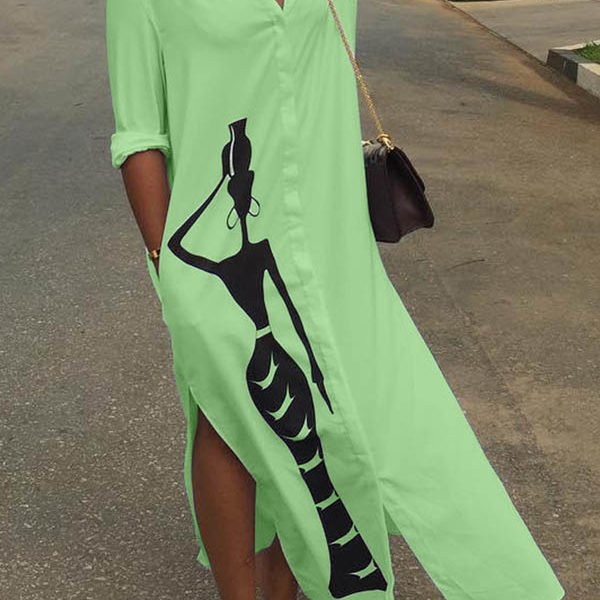 Lovely Casual Print Green Ankle Length Dress 2