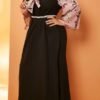 Lovely Leisure Patchwork Black Ankle Length Plus Size Dress 3