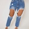 Lovely Trendy Hollow-out Blue Jeans 3