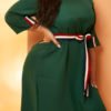 Lovely Casual Basic Green Knee Length Plus Size Dress 3