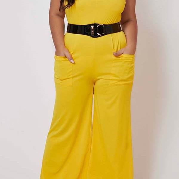Lovely Casual Basic Yellow Plus Size One-piece Jumpsuit 2